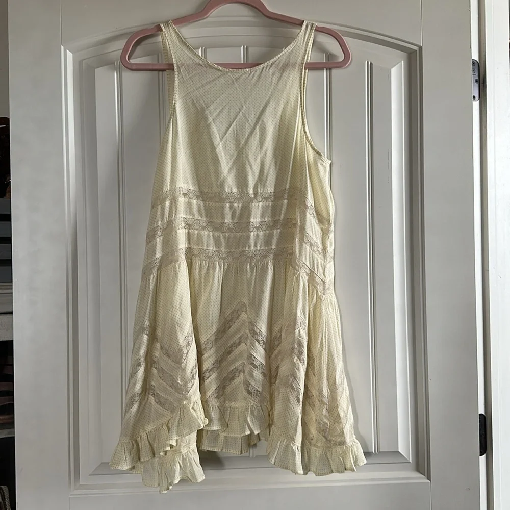 Intimately Free People Swing Lace Inset Tunic Cream Polka Dot - Picture 4 of 5